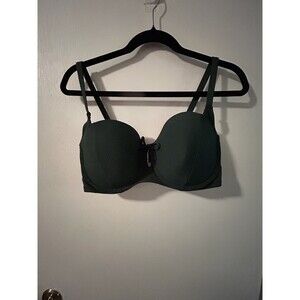 Women's Tie-Front Keyhole Textured‎ Bikini Top  green Shade & Shore 36DD Swim